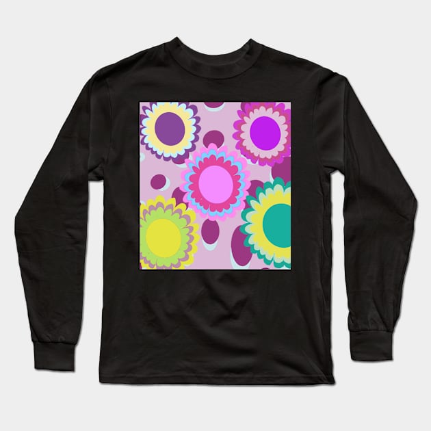 Groovy Flowers Long Sleeve T-Shirt by CATiltedArt